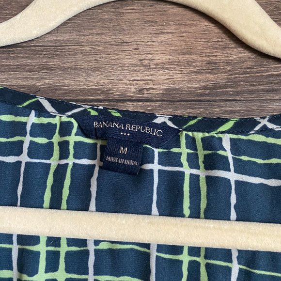 Banana Republic Navy & Green Plaid Blouse - Picture 4 of 5